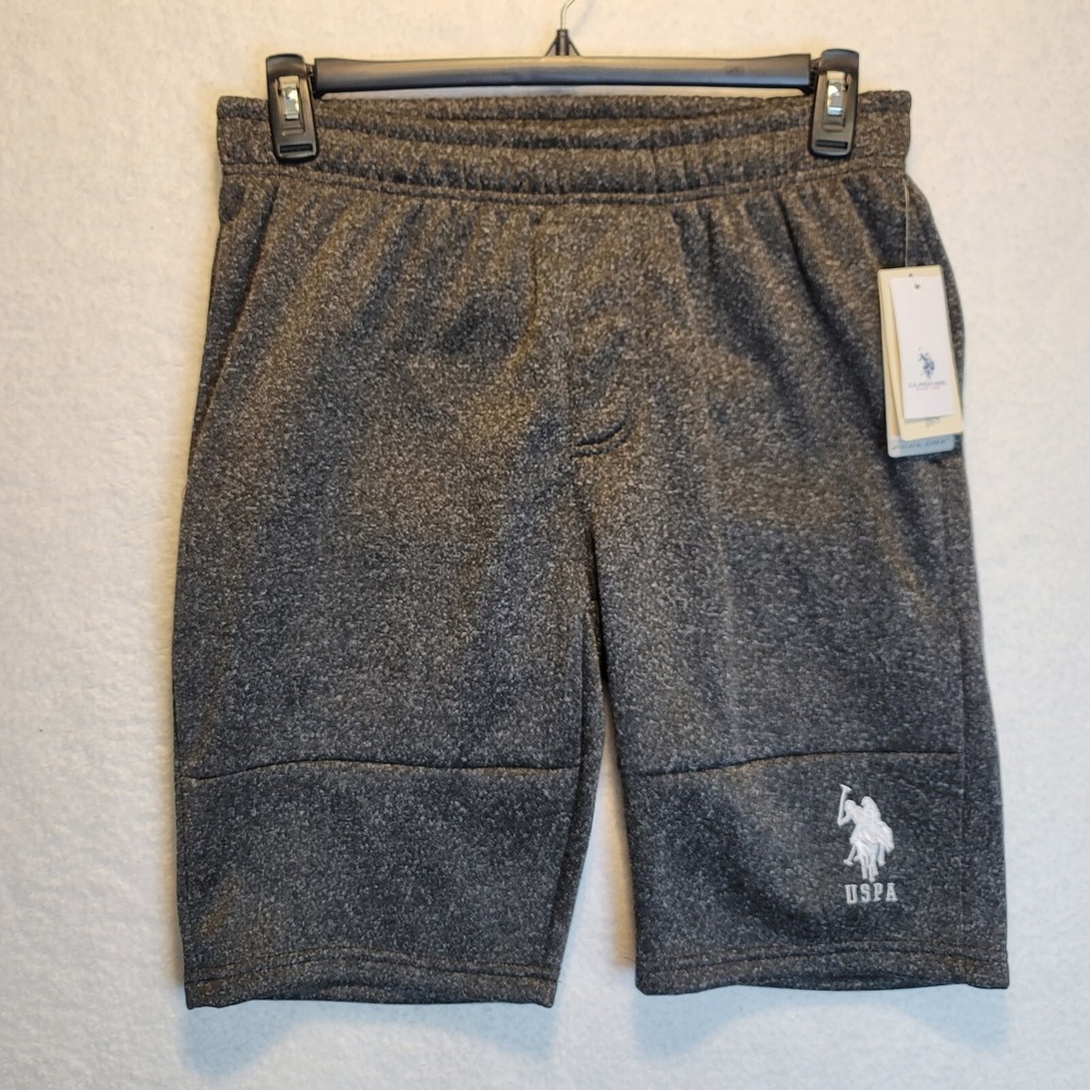 NWT U.S. Polo Assn. Mens Feel Dry Workout Drawstring Shorts Medium Charcoal